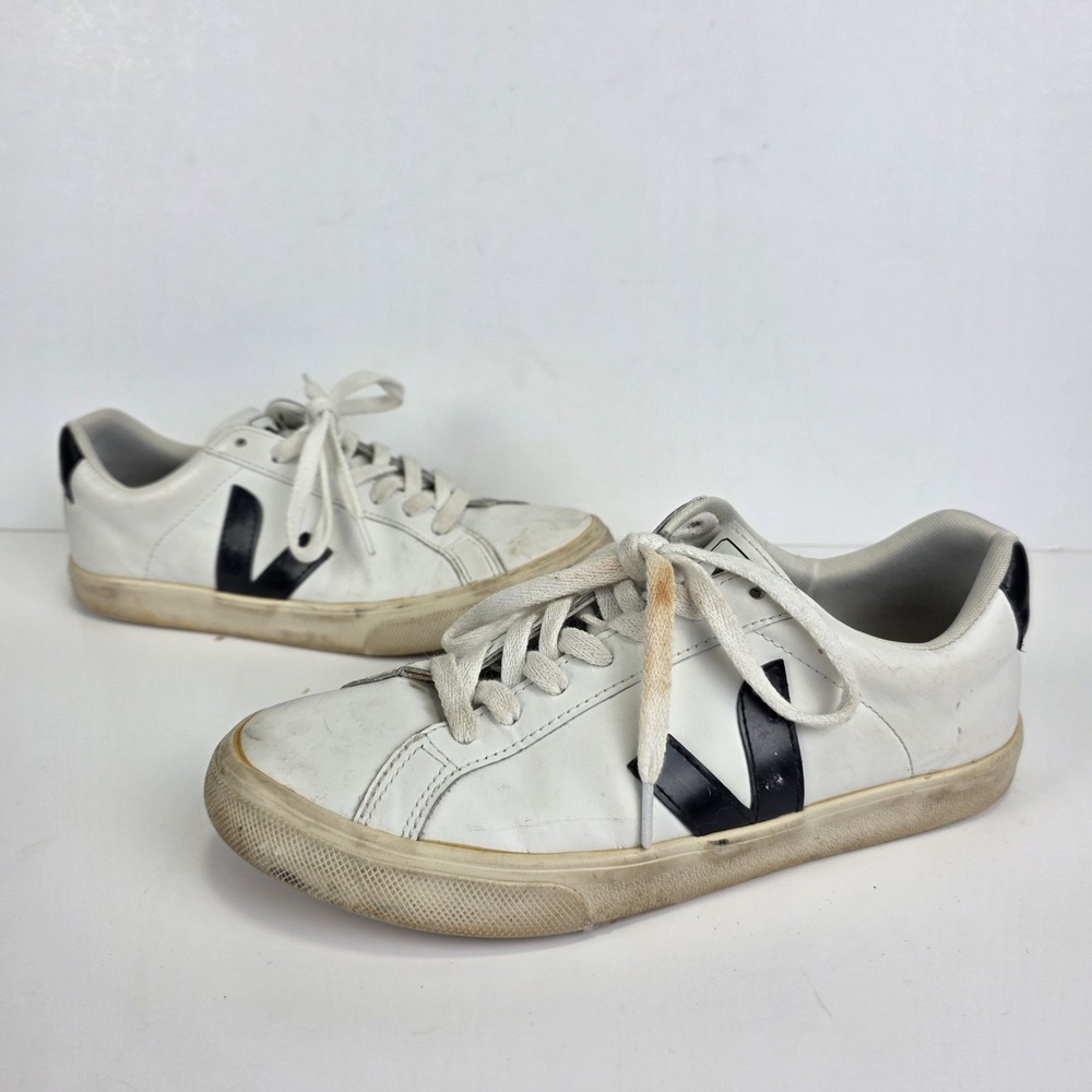 Veja Esplar Shoes Womens 7 White Black Athletic Walking Leather Sneakers